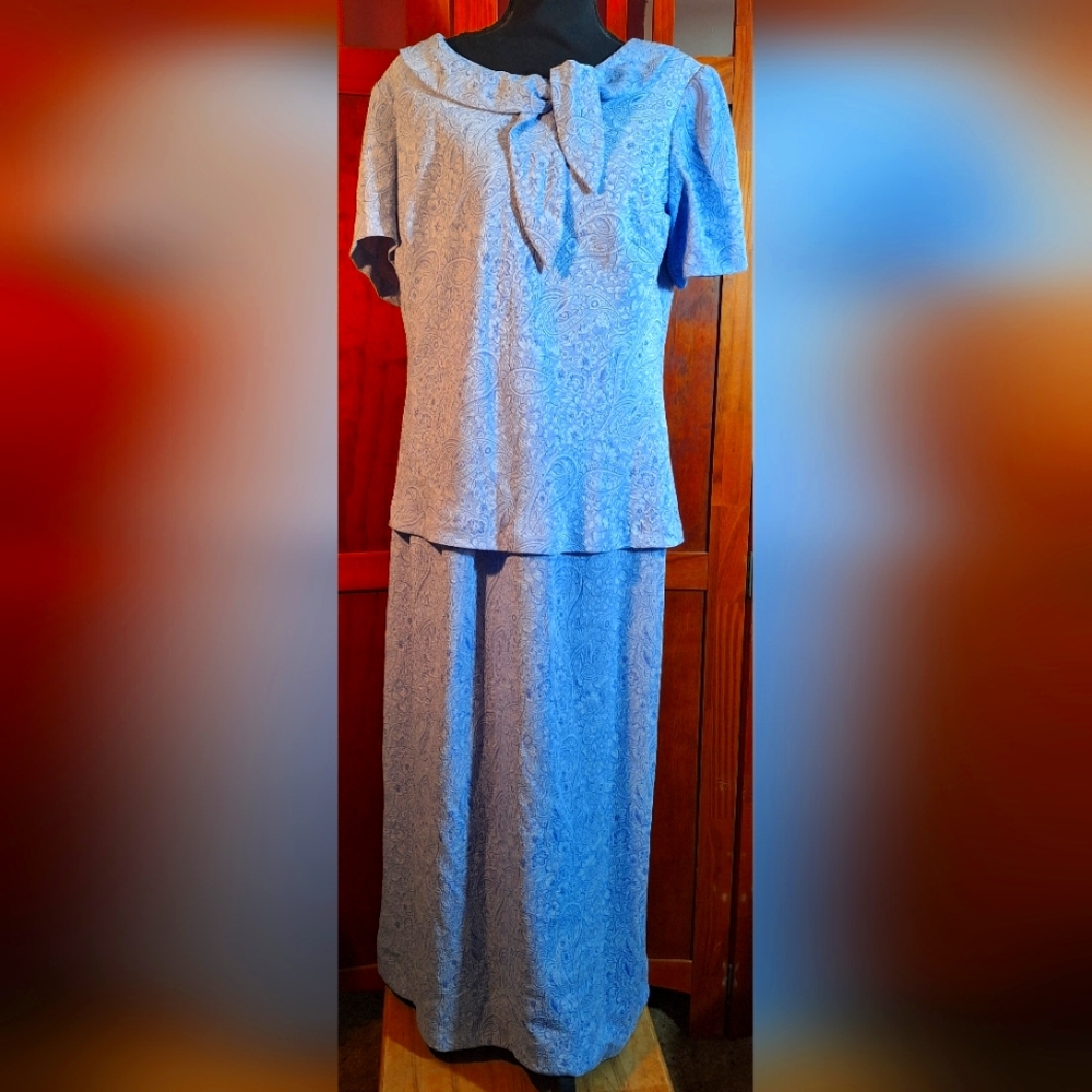 STUDIO C Light Blue Dress with Floral and Paisley Design